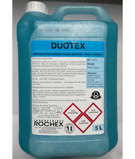 Nettoyant et Désinfectant NF EN 14476  Duotex – 5L