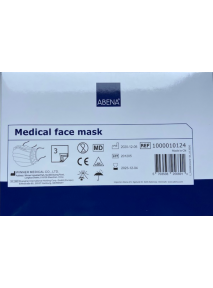 Masque chirurgical x50 Type IIR, 3 plis, à lanières ABENA