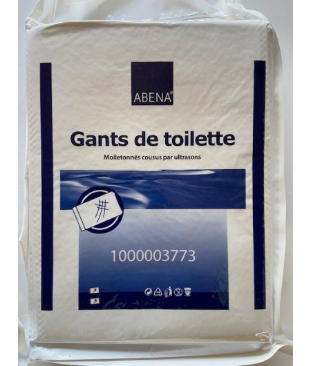 Abena - Gants de toilette jetable (x50) Cousu Non Tissé Molletonné